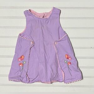 George Baby Girl Dress Size 12 Months Purple Sleeveless Floral Embroidery Cotton